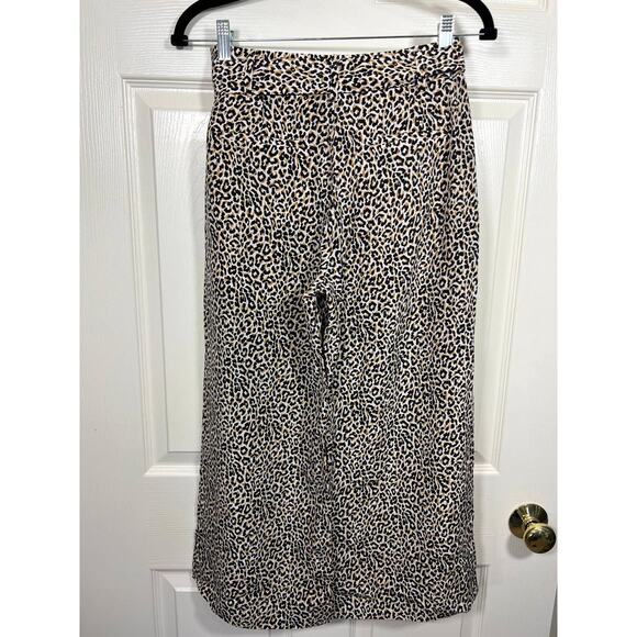 J. Crew Silk Wide Leg Cropped Pant with Tie in Leopard Print Women's - Picture 6 of 11